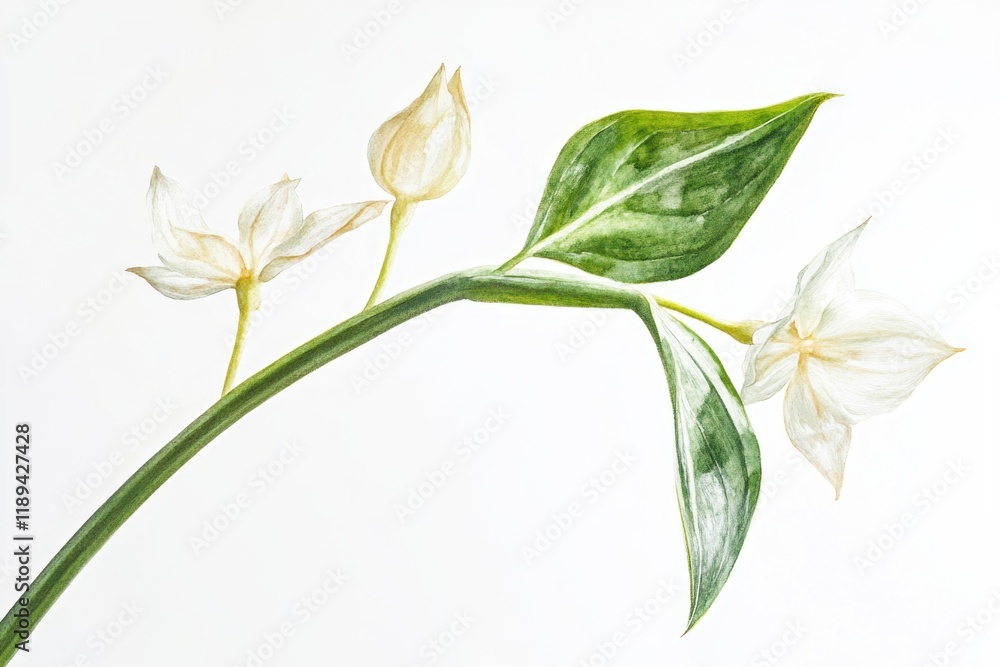 Obraz premium A beautiful white flower surrounded by lush green leaves