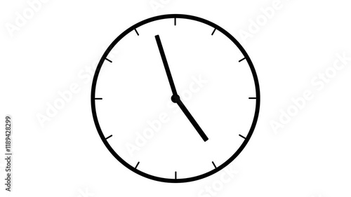 Black Clock Icon Displaying Moving Arrows in 
 a Seamless 12 Hour Loop with Stopwatch Animation for Timekeeping and Visual Representation of Hours Passing on white background.