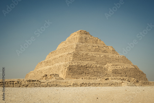 The pyramid of Djoser.  Step Pyramid of Djoser and The pyramid complex of Userkaf in the Sahara desert in the Egypt photo