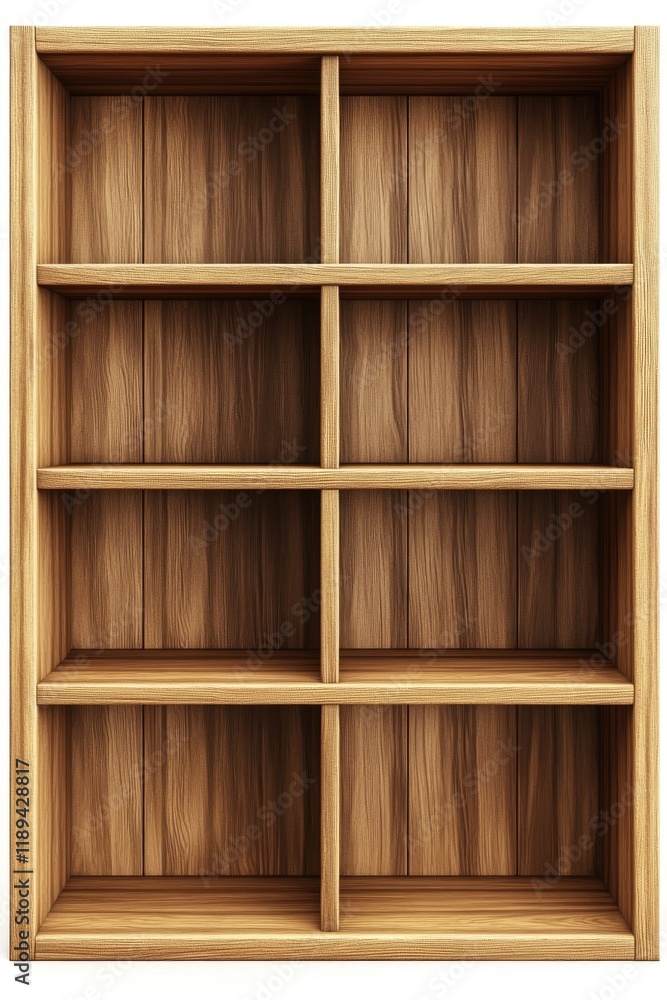 Minimalist Wooden Bookshelf Design: Empty 3D Space Ready for Stylish Interior Decoration Minimalist Wooden Bookshelf Design: Empty 3D Space Ready for Stylish Interior Decoration
