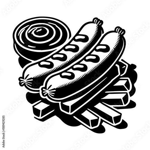 Simple Vector Icon of a Currywurst – Logo Design Illustration