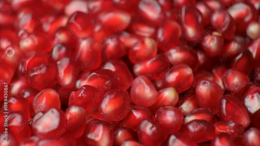 Macro rotation of pomegranate seeds Macro rotation of pomegranate seeds