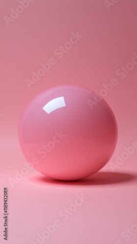 Smooth pink sphere on a light pink background highlighting minimalist design ...