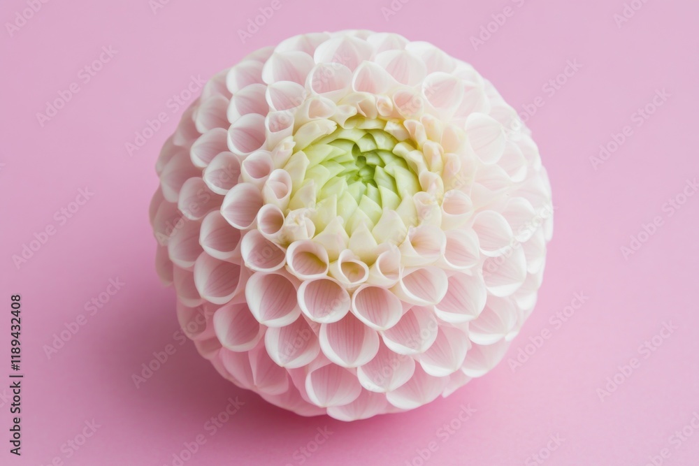 A close-up shot of a single white flower sitting on a pink surface A close-up shot of a single white flower sitting on a pink surface