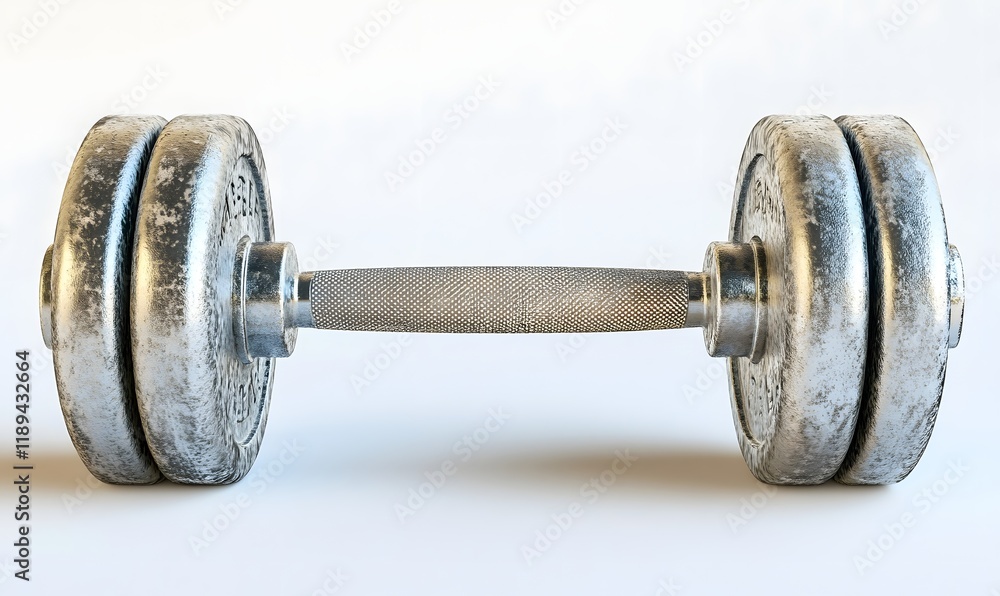 Naklejka premium Used dumbbell isolated on white.