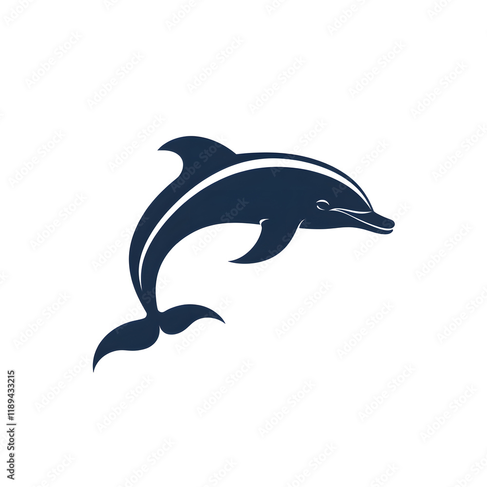 Fototapeta premium Minimalistic Dolphin Logo with Leaping Motion and Smooth Curved Lines