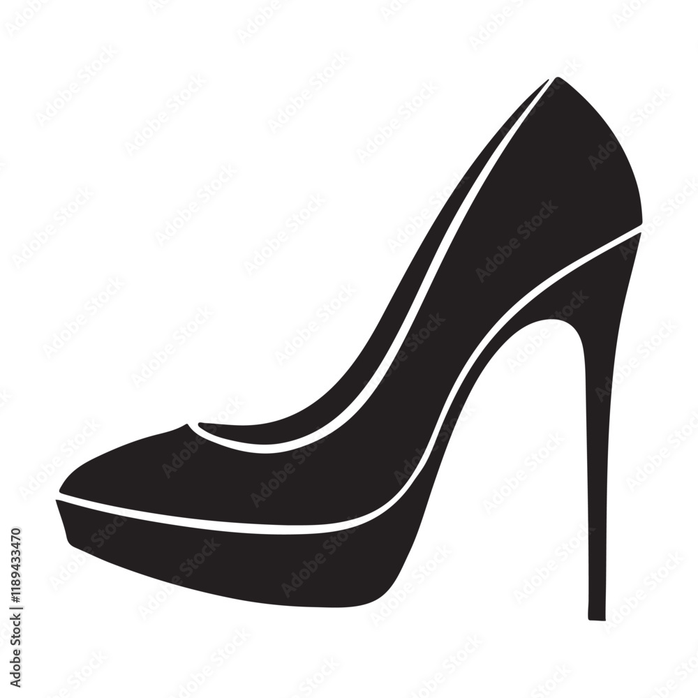 Silhouette Illustration of a High Heel Shoe Silhouette Illustration of a High Heel Shoe