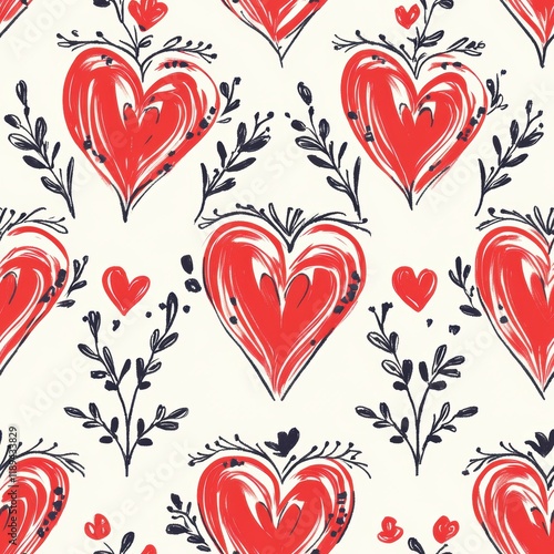 Repetitive heart pattern seamless background for Valentine’s Day fabric gift wrapping paper design