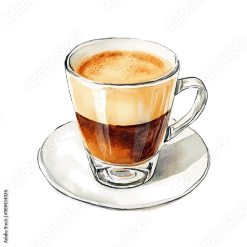 A watercolor vector painting of Ristretto, isolated on a white background. Ristretto vector.

