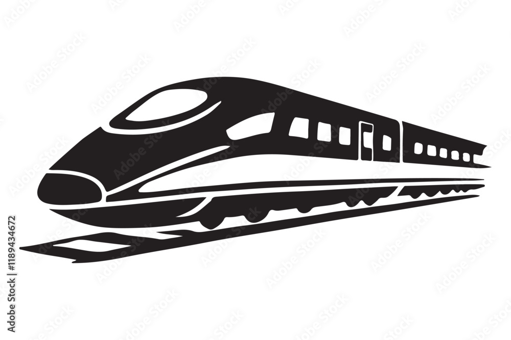 Fototapeta premium Sleek High-Speed Train Silhouette on Tracks