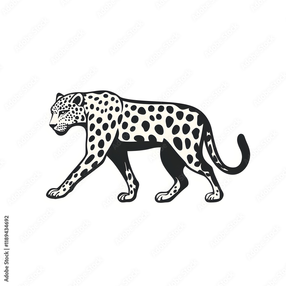 Simple 2D Flat Vector Leopard Icon with Silhouette and Spots Simple 2D Flat Vector Leopard Icon with Silhouette and Spots