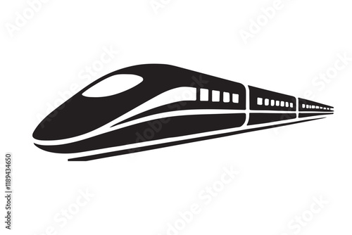 High-Speed Bullet Train Silhouette in Motion