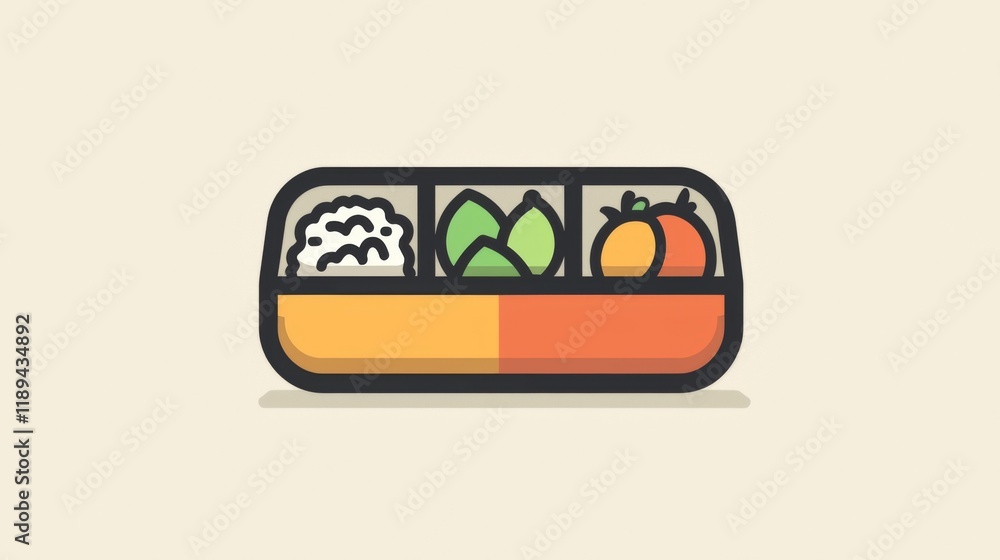 Minimalist bento box with healthy rice veggies and fruit Minimalist bento box with healthy rice veggies and fruit