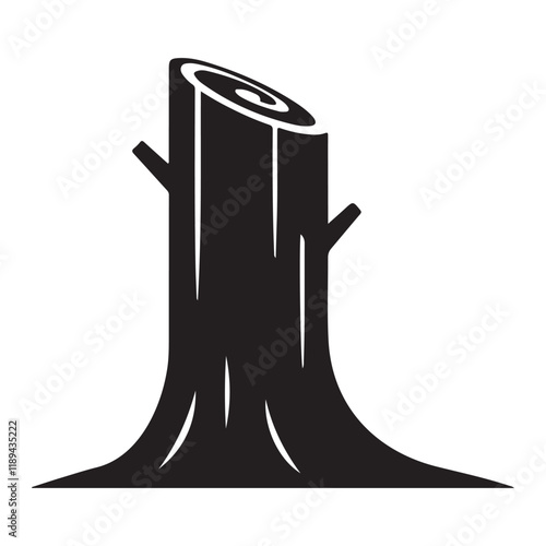 Silhouette Illustration of a Tree Stump