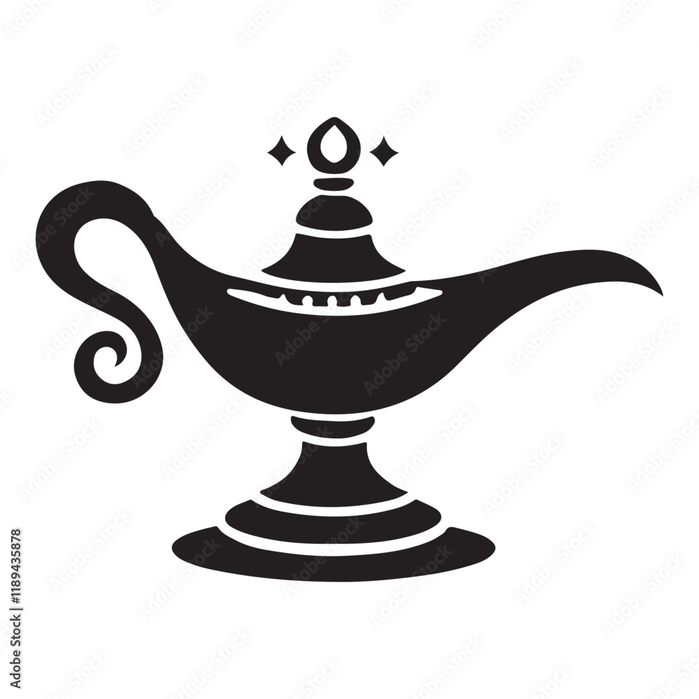 Magical Aladdin's Lamp Silhouette Design Magical Aladdin's Lamp Silhouette Design