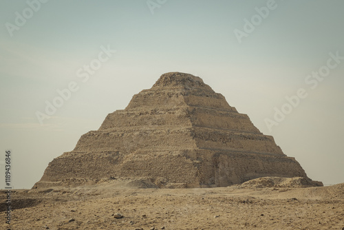 The pyramid of Djoser.  Step Pyramid of Djoser and The pyramid complex of Userkaf in the Sahara desert in the Egypt photo