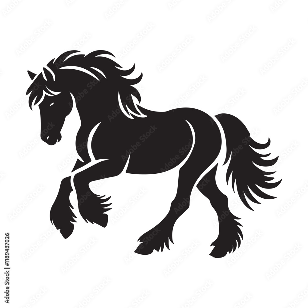 Obraz premium Silhouette Illustration of a Clydesdale Horse