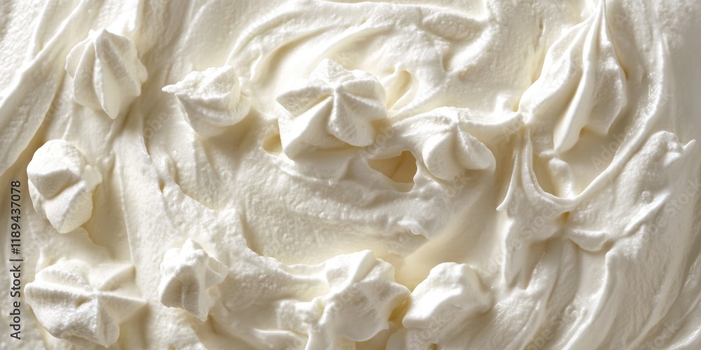 Close up of a white frosting with sprinkles on top. The frosting is smooth and creamy, and the sprinkles add a touch of color and texture. Concept of indulgence and sweetness Close up of a white frosting with sprinkles on top. The frosting is smooth and creamy, and the sprinkles add a touch of color and texture. Concept of indulgence and sweetness