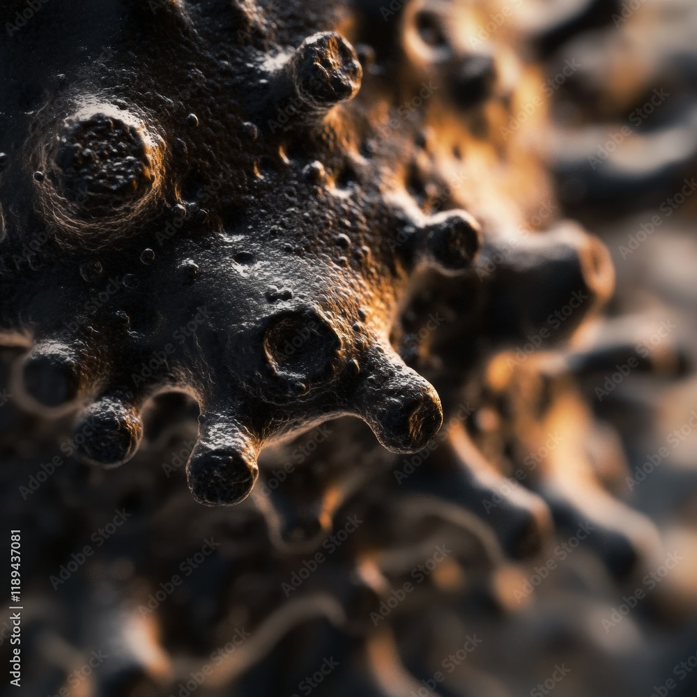 Close up view of microbes found on common surfaces like door handles and smartphones during everyday life. Generative AI Close up view of microbes found on common surfaces like door handles and smartphones during everyday life. Generative AI
