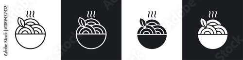 Pasta icons vectors set in black. line and flat versions