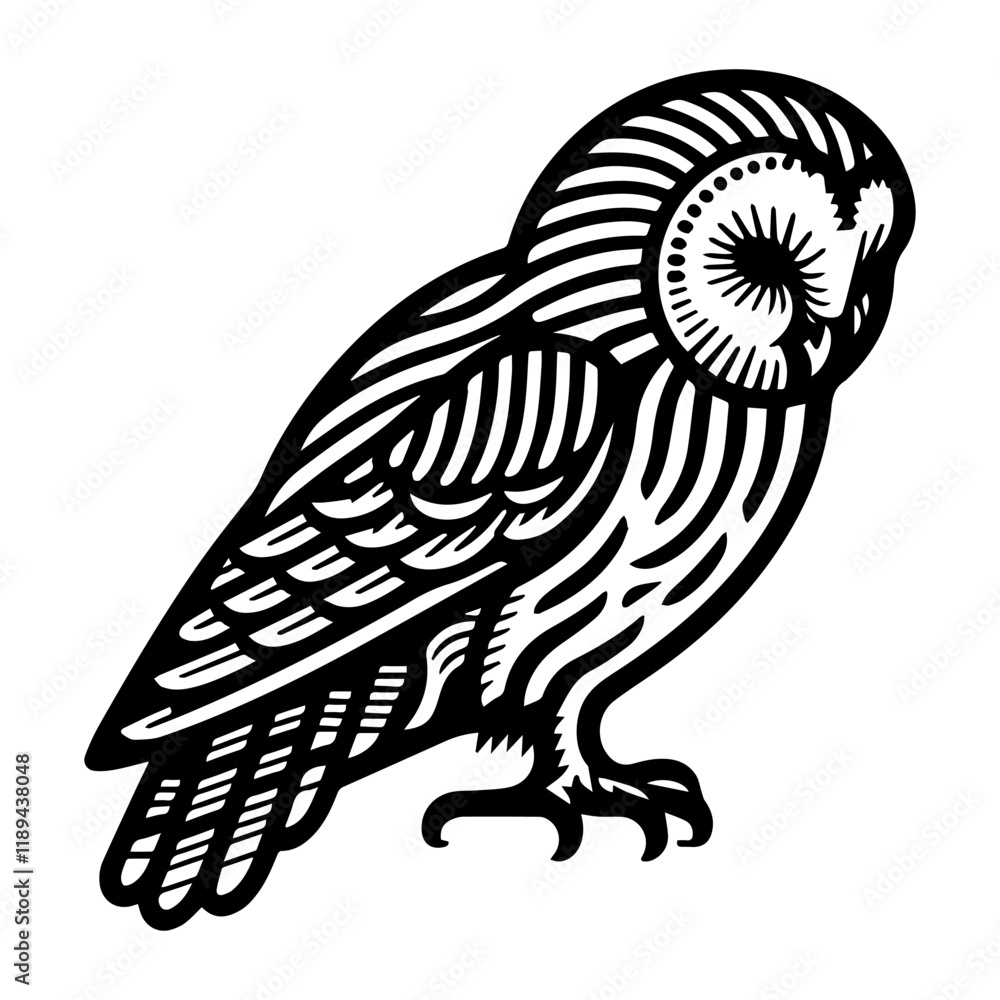 Obraz premium Simple Vector Icon of a Ural Owl – Logo Design Illustration