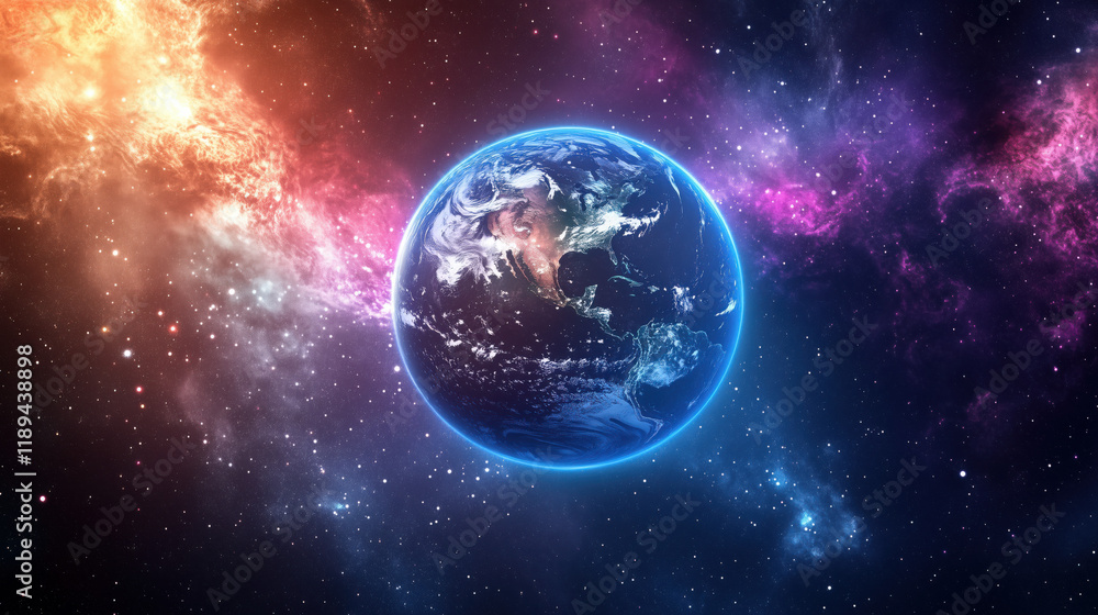 Breathtaking View of Earth from Space with a Vast Starry Sky Backdrop Breathtaking View of Earth from Space with a Vast Starry Sky Backdrop
