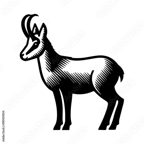 Simple Vector Icon of a chamois – Logo Design Illustration