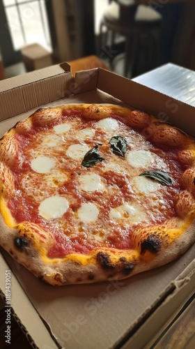 Delicious pepperoni pizza served in a warm, cozy setting with soft lighting a...