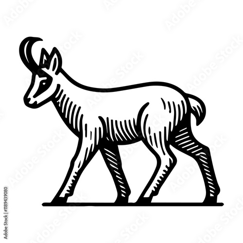 Simple Vector Icon of a chamois – Logo Design Illustration