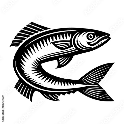 Simple Vector Icon of a herring fish – Logo Design Illustration