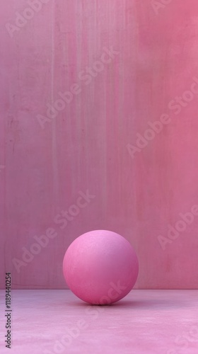 Smooth pink sphere on a light pink background highlighting minimalist design ...