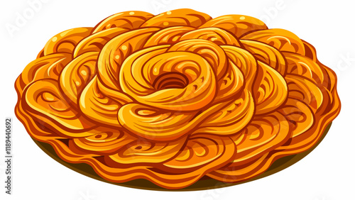 Original snack food in india. jalebi isolated on a white background. indian food. Ultra realistic. Photorealistic hypermaximalist advertising photography hyper realistic fine