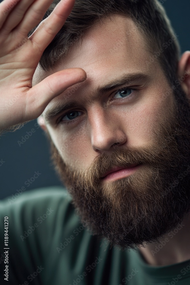 Obraz premium Portrait of a man with long beard, looking directly at the camera