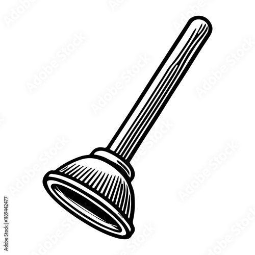 Simple Vector Icon of a Plunger – Logo Design Illustration