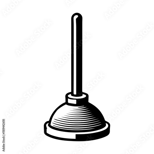 Simple Vector Icon of a Plunger – Logo Design Illustration