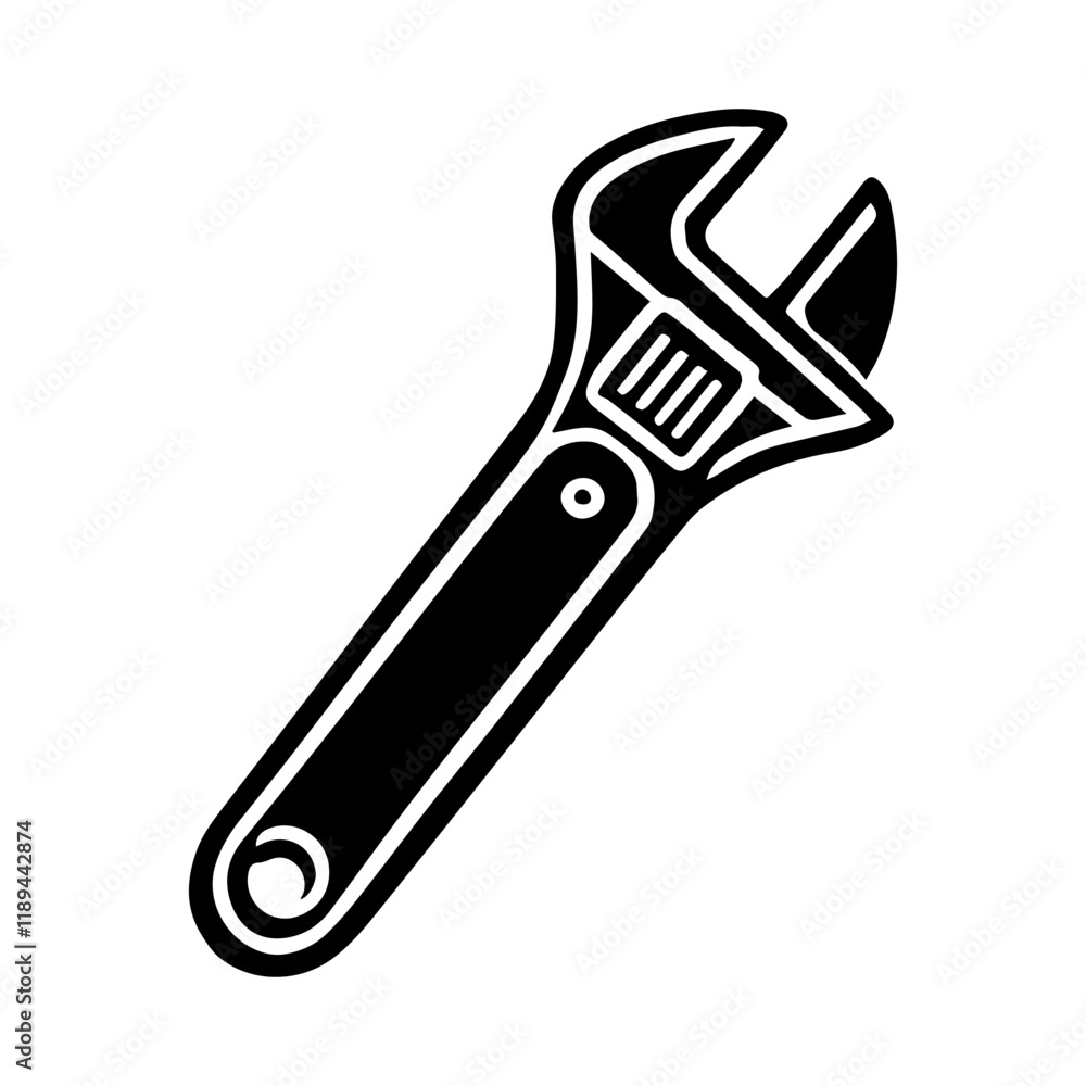 Simple Vector Icon of a Adjustable Wrench – Logo Design Illustration Simple Vector Icon of a Adjustable Wrench – Logo Design Illustration
