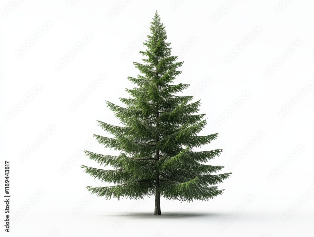 a single green pine tree on a white background a single green pine tree on a white background