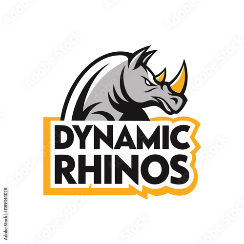 Dynamic Rhinos Logo Vector Design perfect for sports teams and business branding. Features a bold, stylish, and professional rhino mascot graphic ideal for creative projects.