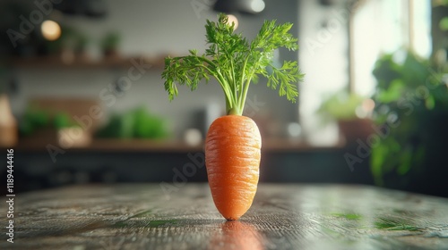 Vibrant boldcolored carrot icon with leafy top styling photo