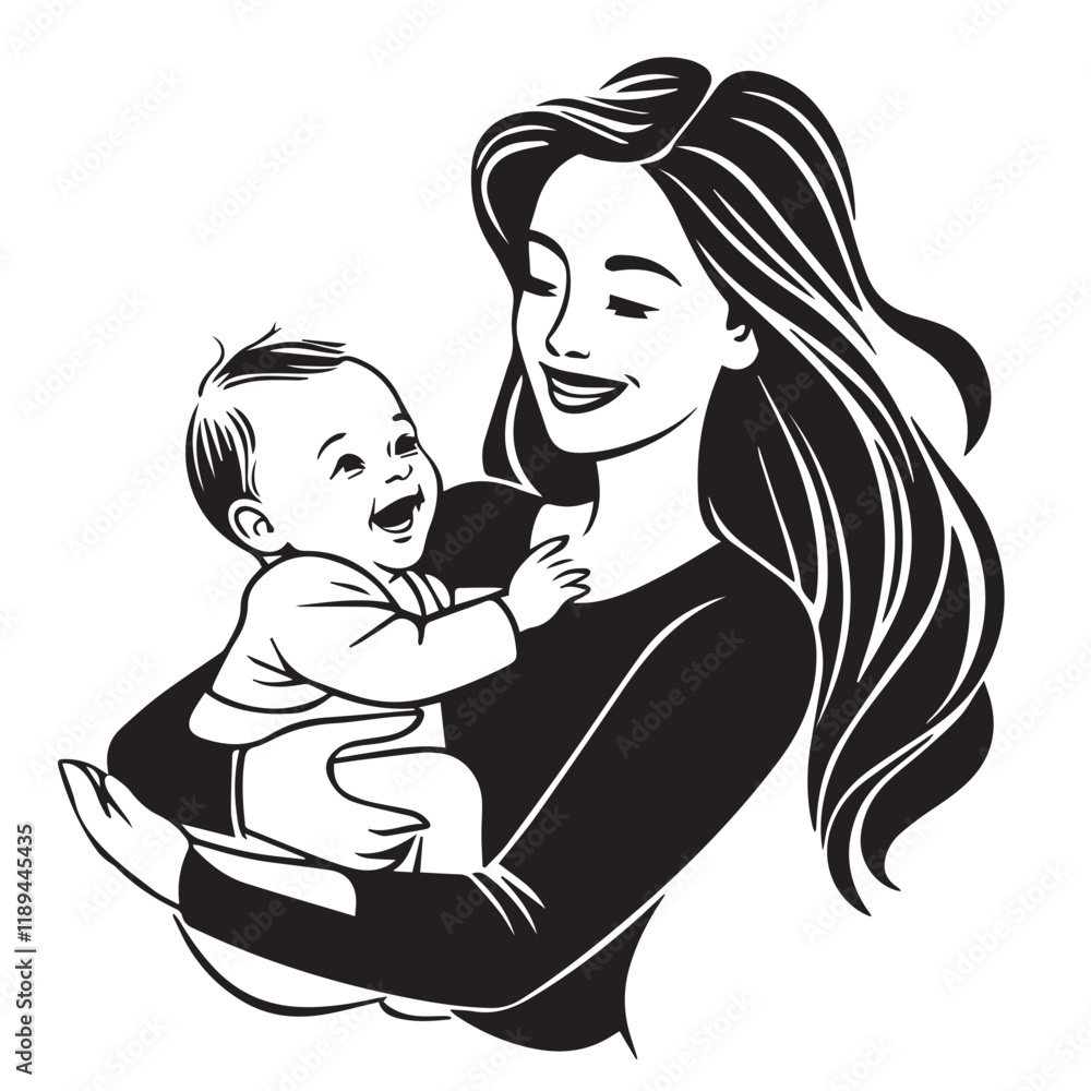 Mothers day vector silhouette Mothers day vector silhouette