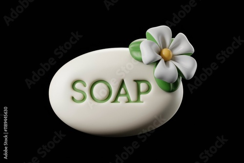 A decorative soap bar with a flower design, perfect for bathroom decor.