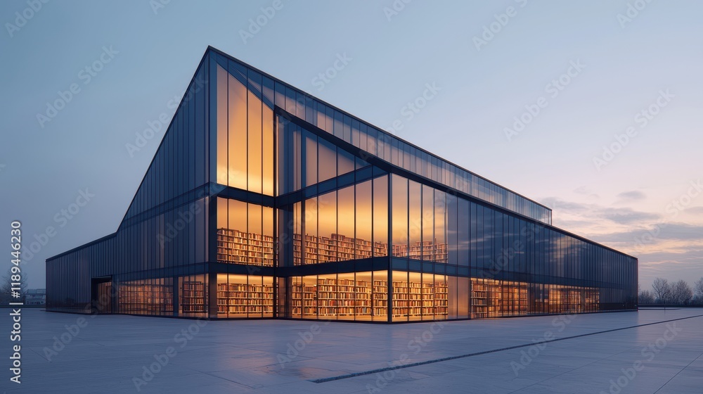 Fototapeta premium Modern Library with Angular Glass Exteriors