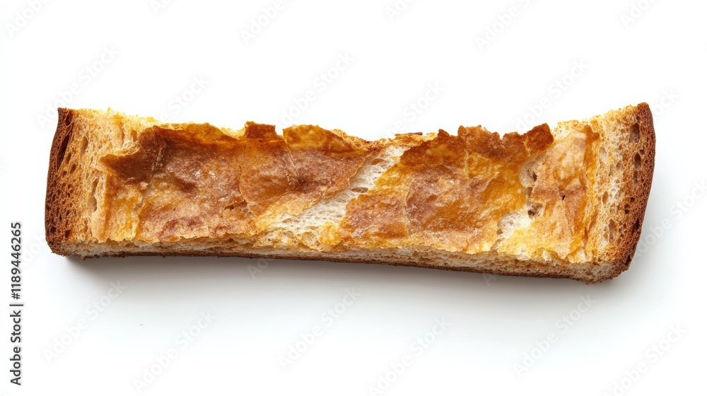 a piece of toast with melted butter on a white background a piece of toast with melted butter on a white background