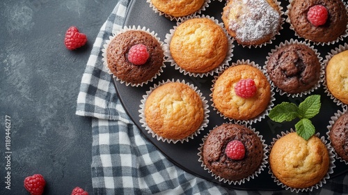 Delicious homemade cornbread muffins served on a plate with a checkered napkin