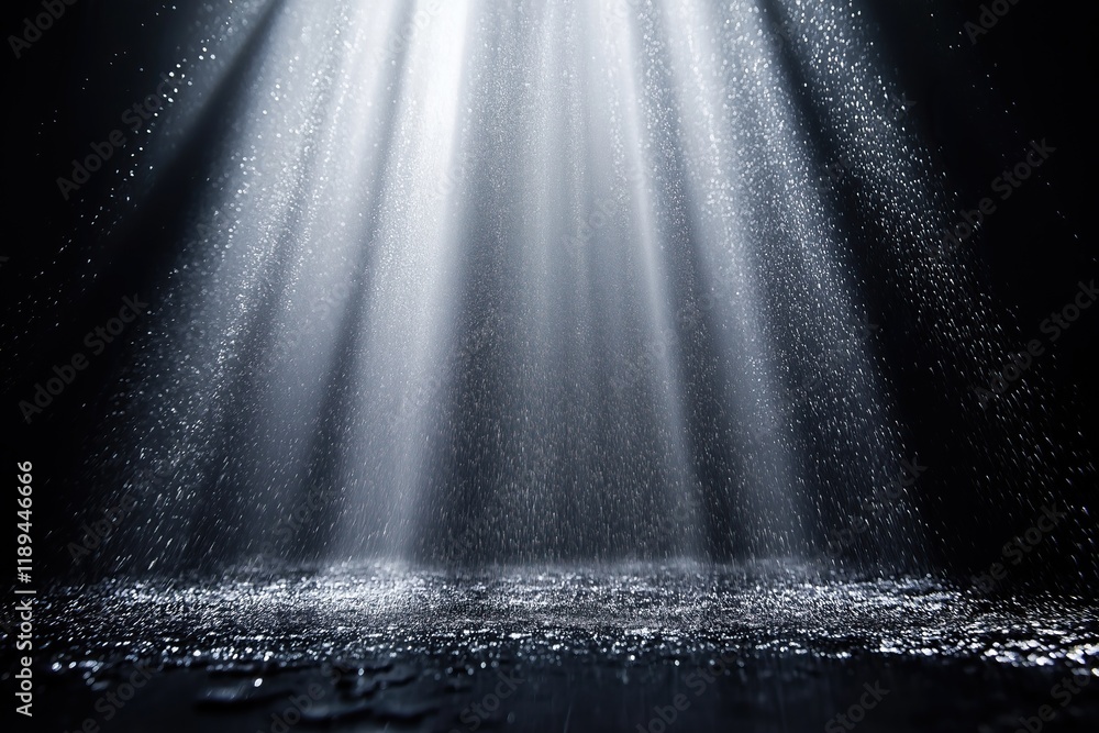 White rays from top to bottom on a black background White rays from top to bottom on a black background