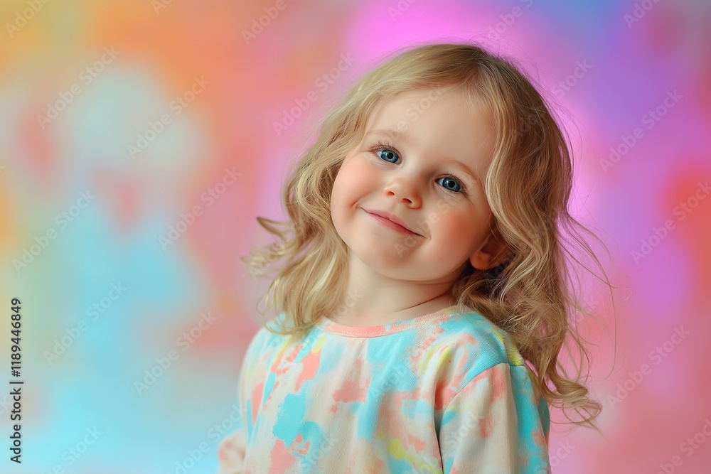 Happy child with blonde hair on a multicolored background Happy child with blonde hair on a multicolored background