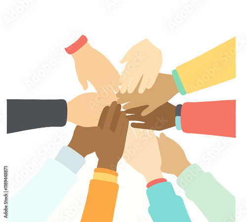 Human hands hold each other teamwork support