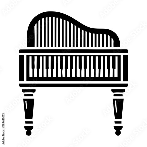 Simple Vector Icon of a Clavichord – Logo Design Illustration