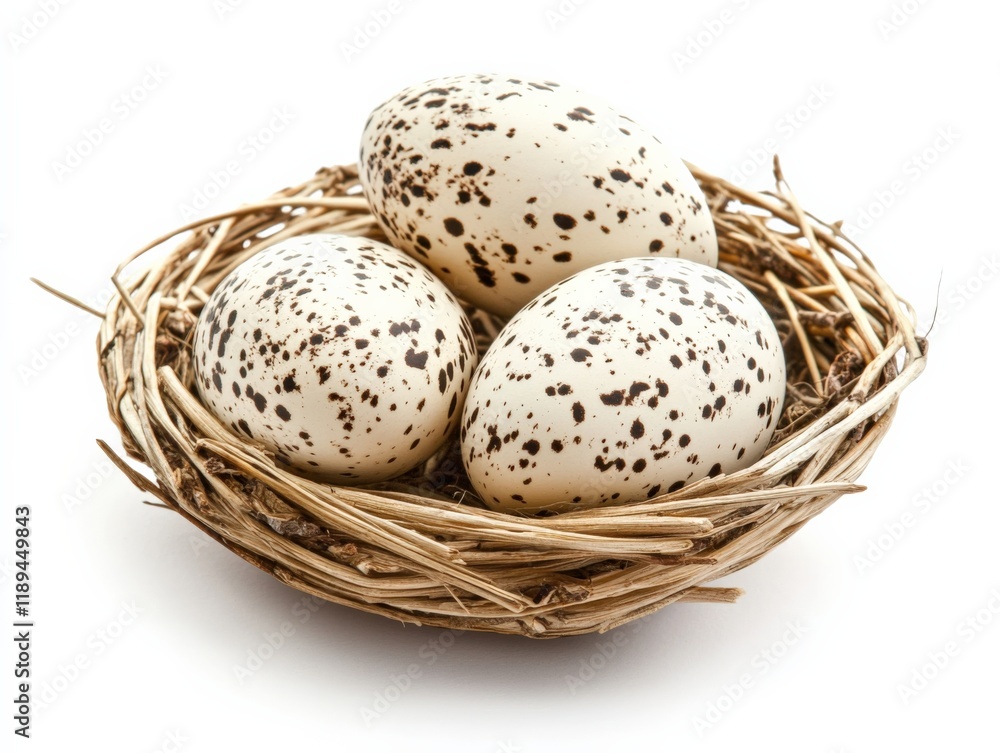 Obraz premium three speckled eggs in a nest
