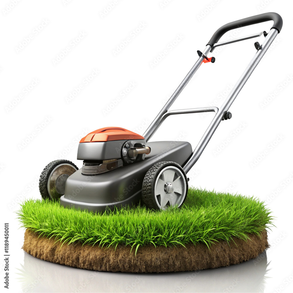 Fototapeta premium Lawn mowing with soil illustration isolated on transparent background 